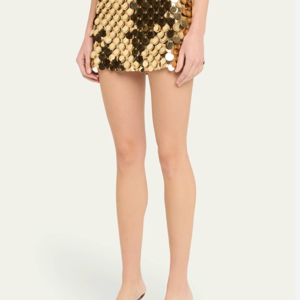 Alice + Olivia "Rubi" Gold Sequin Mini Skirt Sz 4